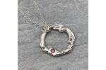 Pink sapphire organic silver pendant 4