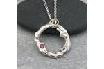 Pink sapphire organic silver pendant