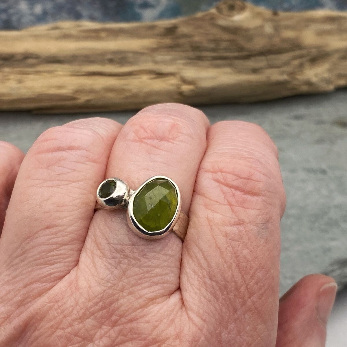 Vesuvianite and Tourmaline ring 5