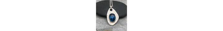 Teal Kyanite and silver pendant