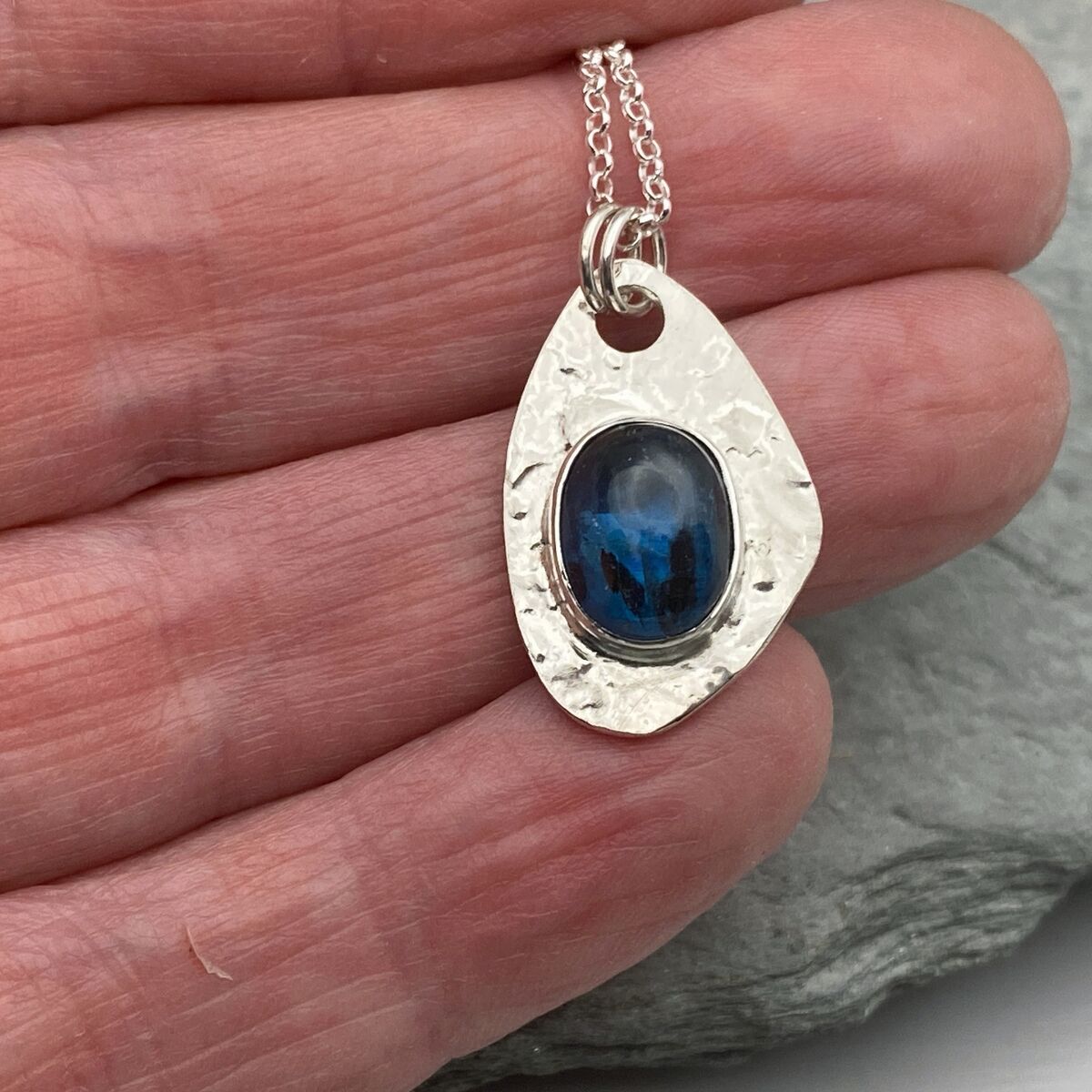 Teal Kyanite and silver pendant 4 Teal Kyanite and silver pendant 4