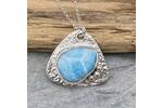 Triangular Larimar and silver pendant 3