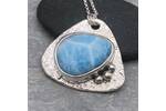 Triangular Larimar and silver pendant