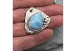Triangular Larimar and silver pendant 2
