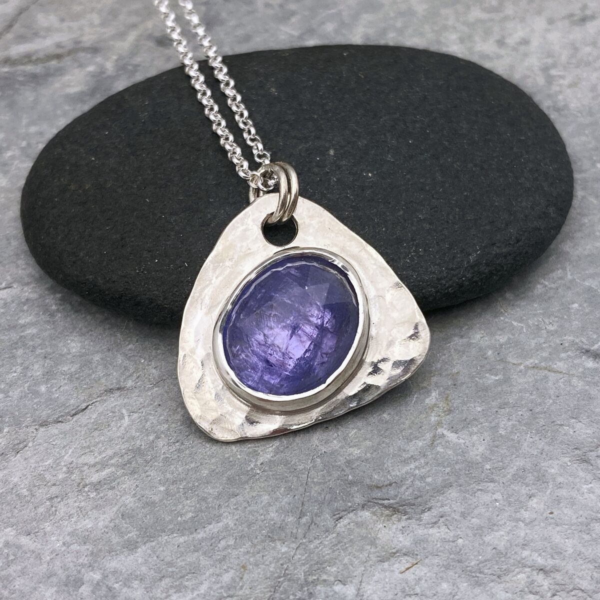 Tanzanite and silver pendant
