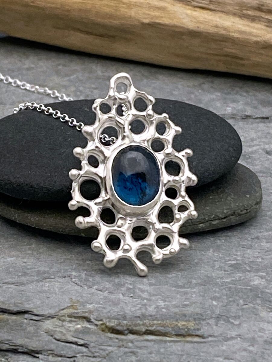 Kyanite and silver pendant