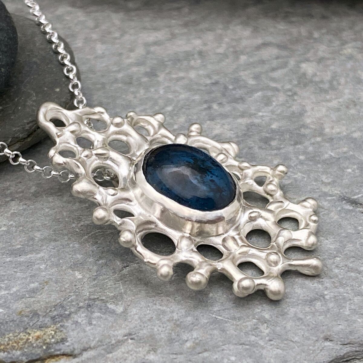 Kyanite and silver pendant 4
