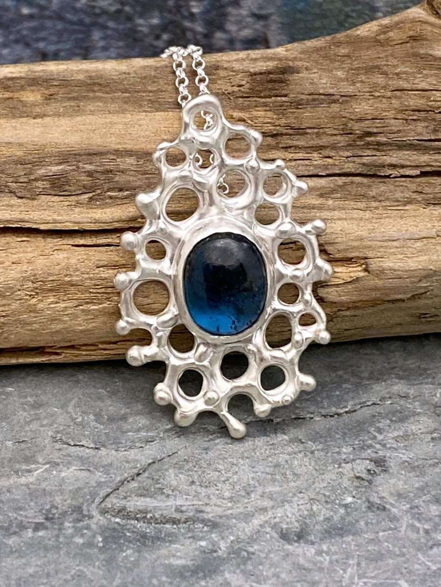 Kyanite and silver pendant 2
