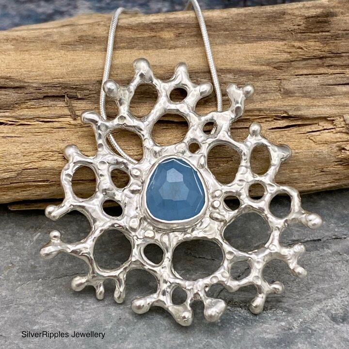 Aquamarine and silver coastal necklace