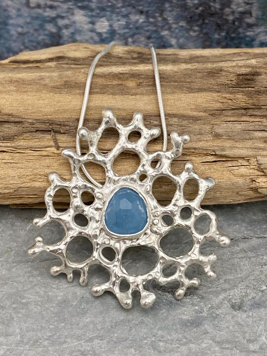 Aquamarine and silver coastal necklace 2