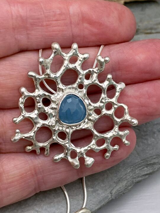 Aquamarine and silver coastal necklace 3