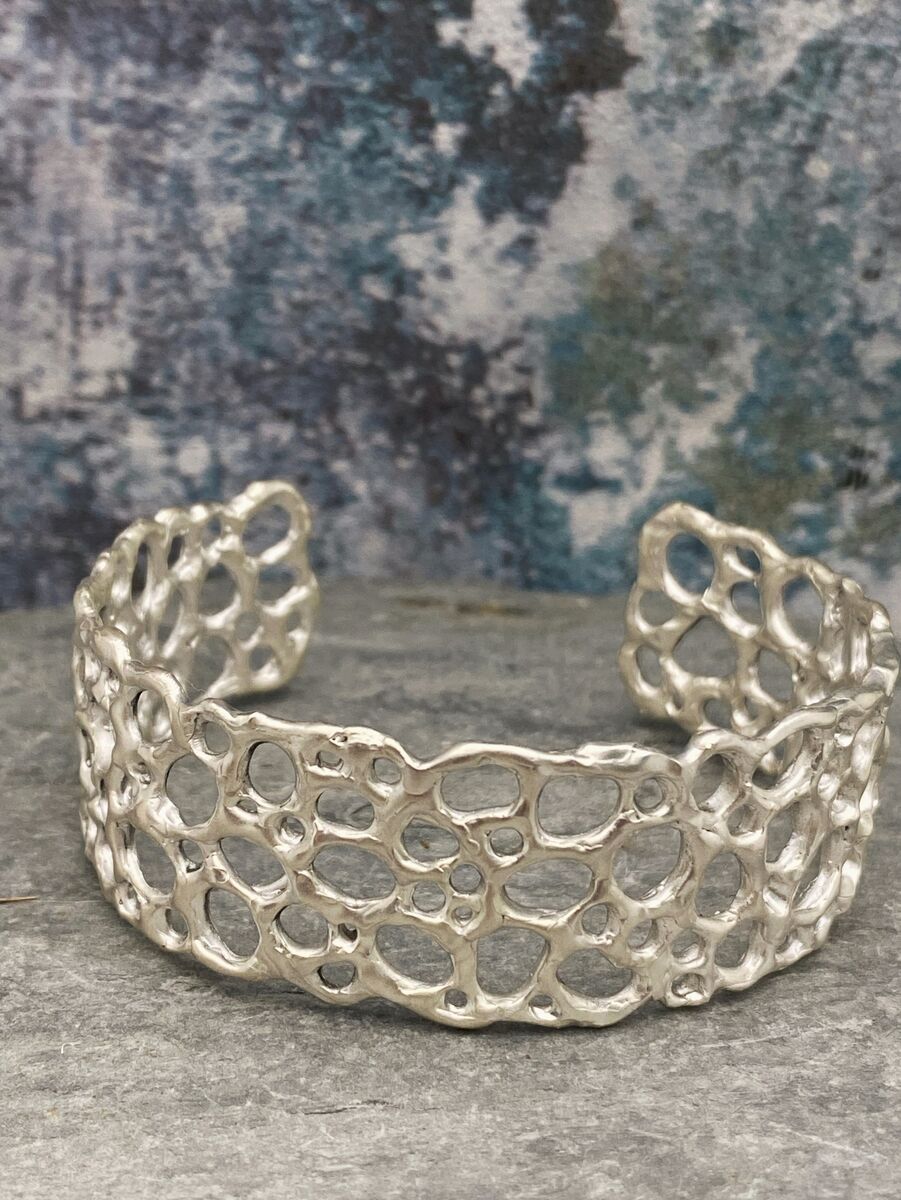 Organic silver cuff bracelet 2