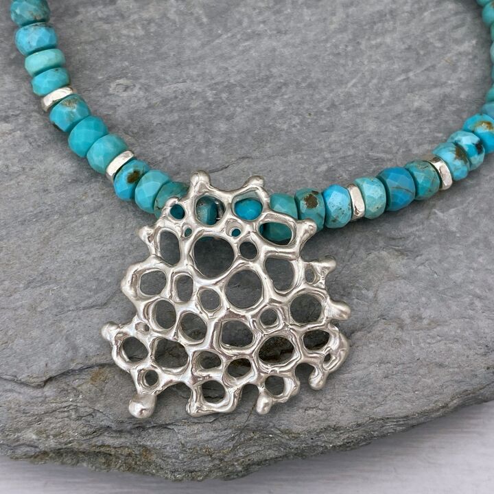 Turquoise and silver necklace 6