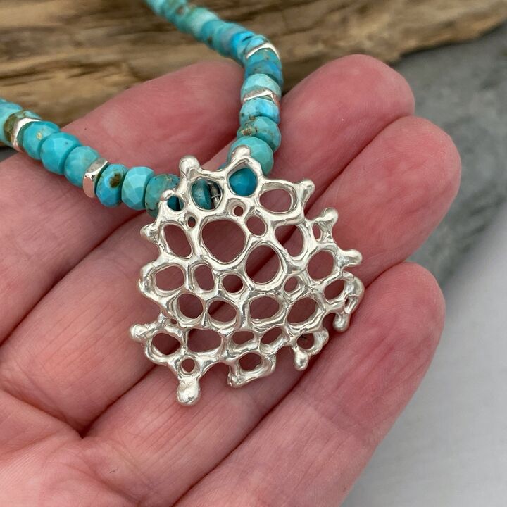 Turquoise and silver necklace 4