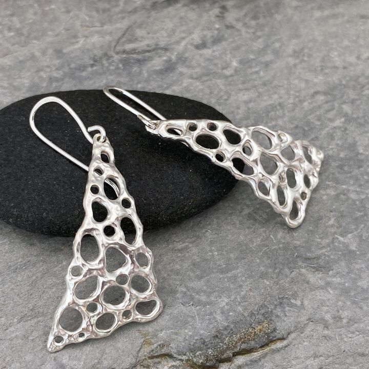 Triangular sterling silver drop earrings  2