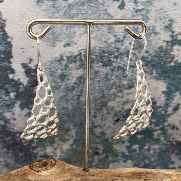 Triangular sterling silver drop earrings  3