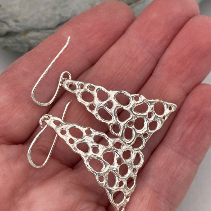 Triangular sterling silver drop earrings  4