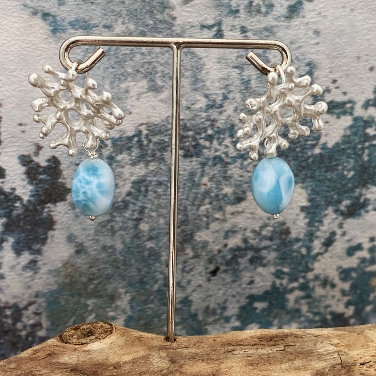 Silver and Larimar earrings 4