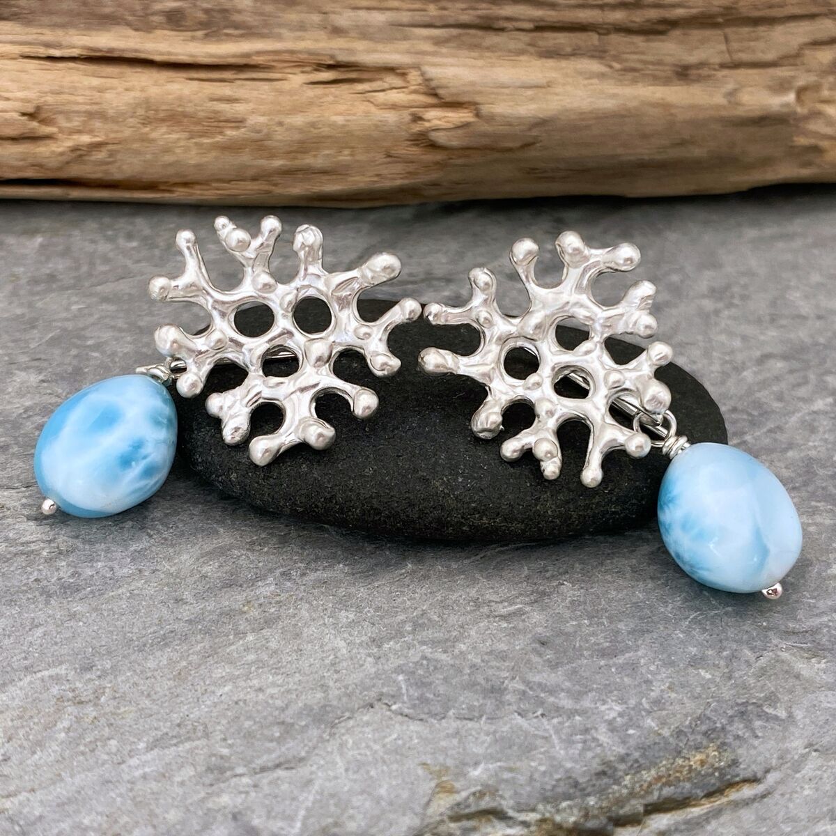 Silver and Larimar earrings