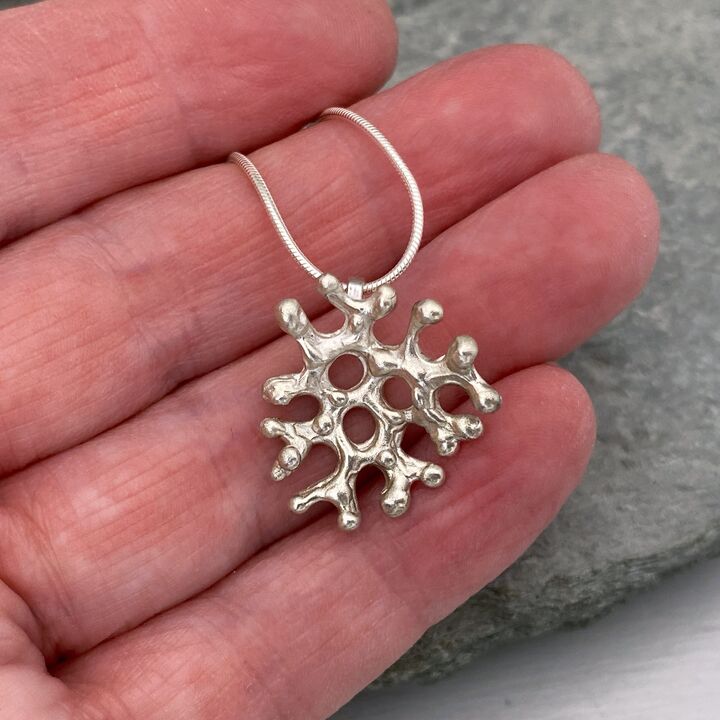 Silver ocean inspired pendant