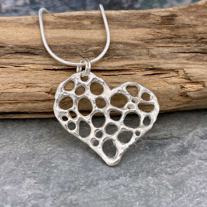 Silver heart necklace  2