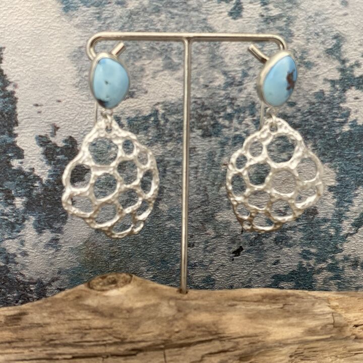 Turquoise and silver dangle earrings 4