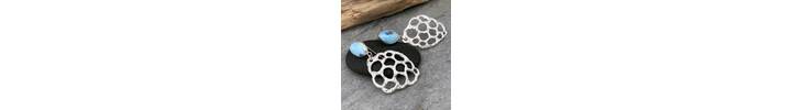 Turquoise and silver dangle earrings