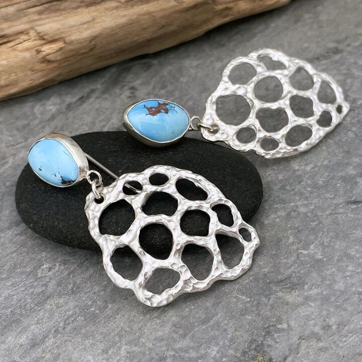 Turquoise and silver dangle earrings