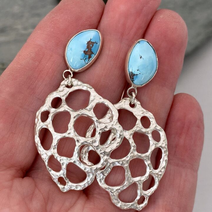 Turquoise and silver dangle earrings 2