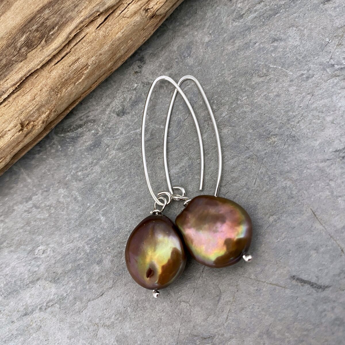 Bronze pearl earrings 3