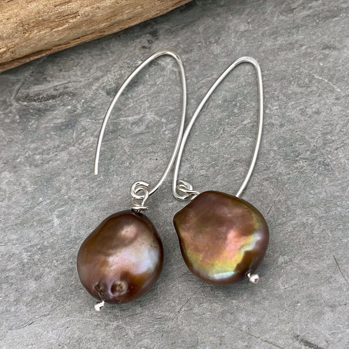 Bronze pearl earrings 2