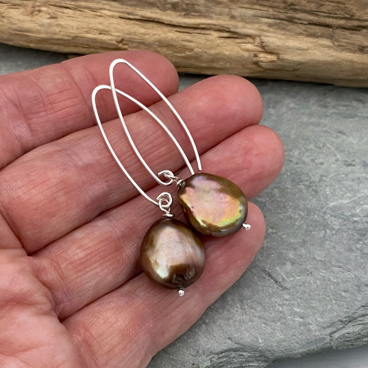 Bronze pearl earrings 4