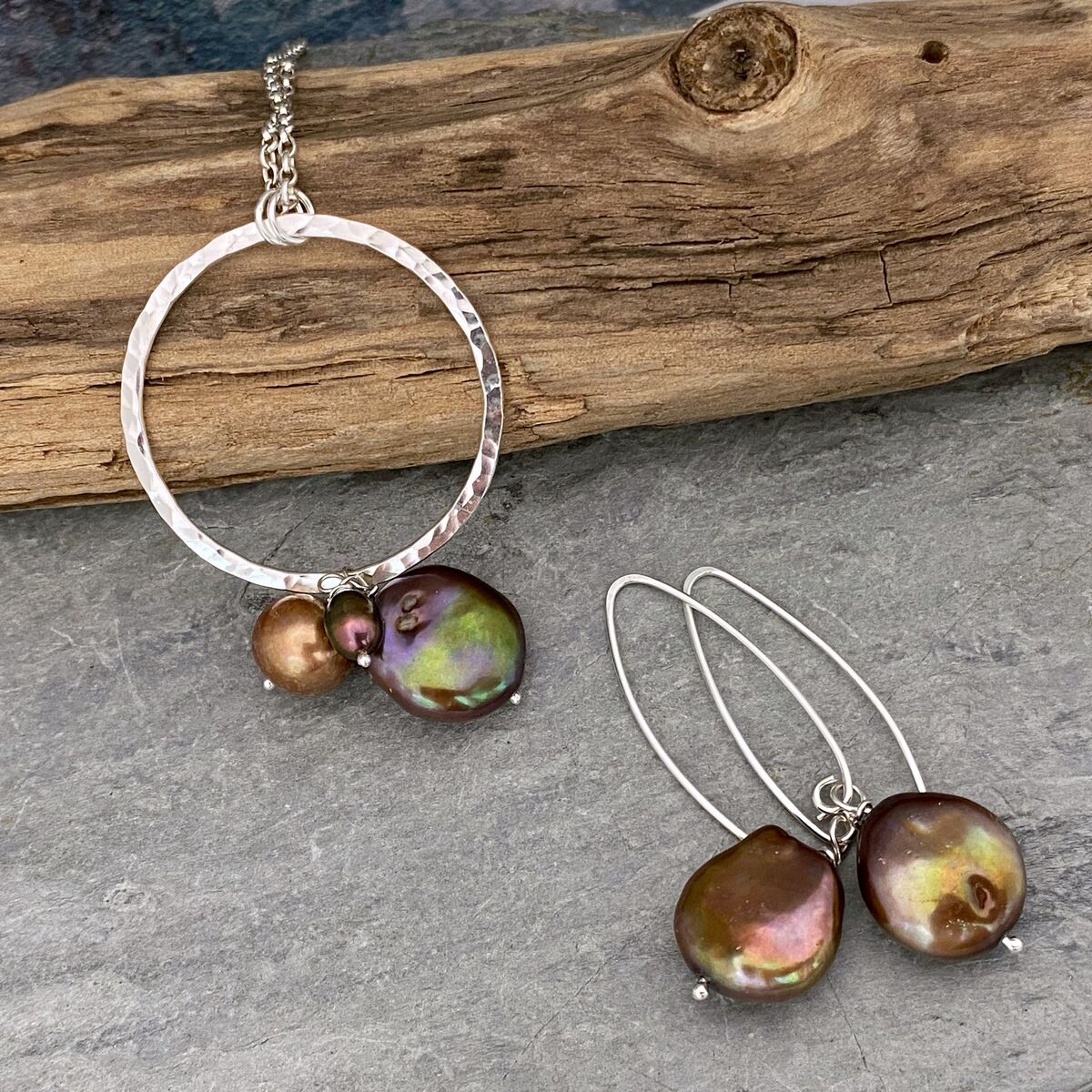 Bronze pearl earrings 5