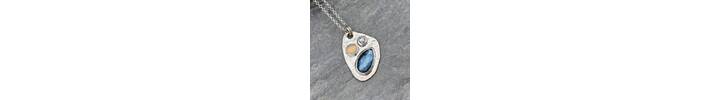 Textured reticulated silver with gemstones necklace 3