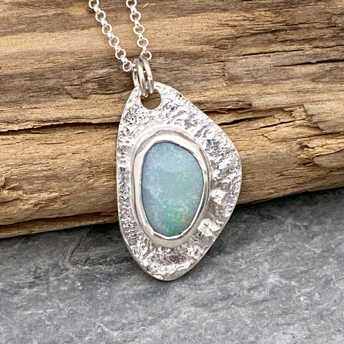 Green blue Australian Opal necklace