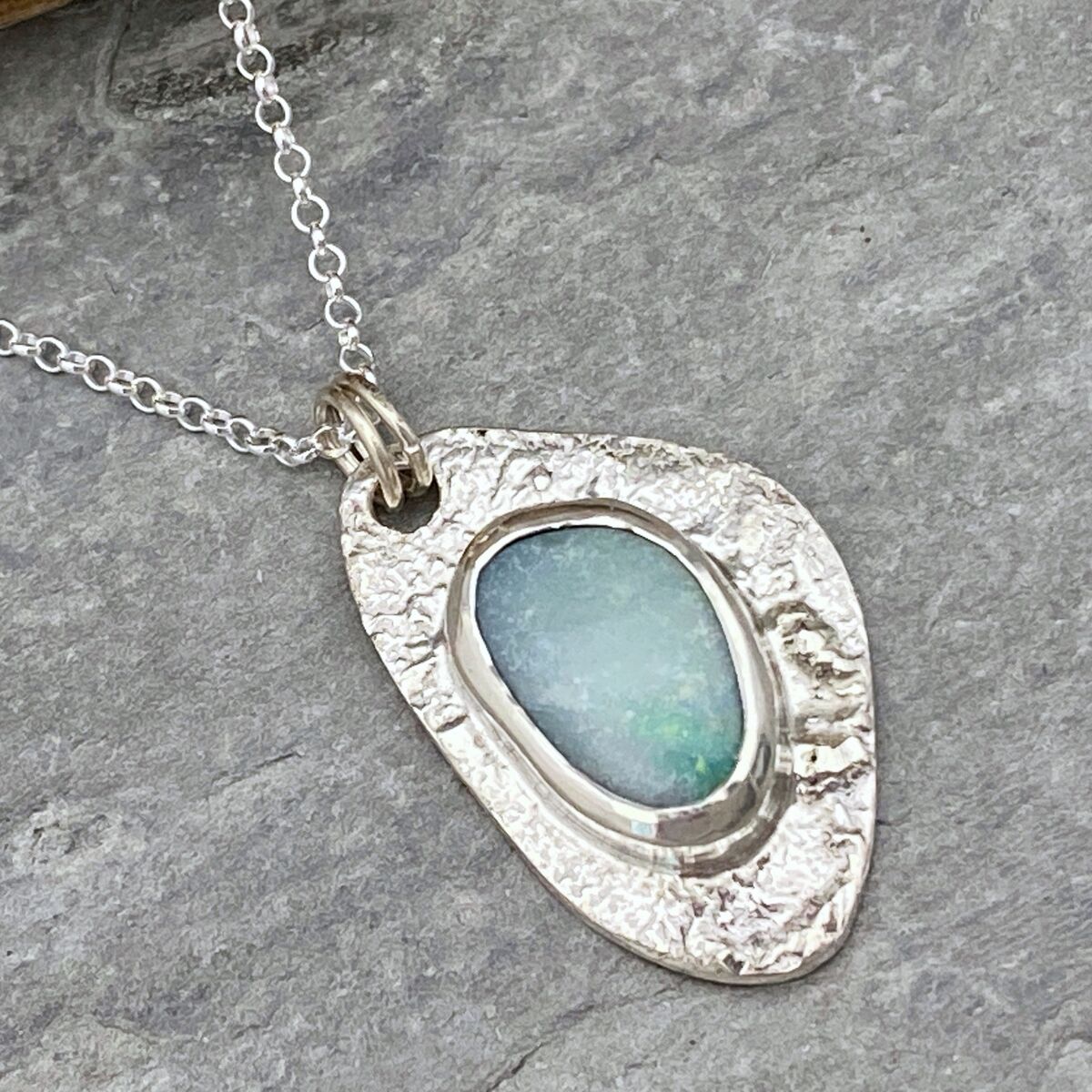Green blue Australian Opal necklace 4