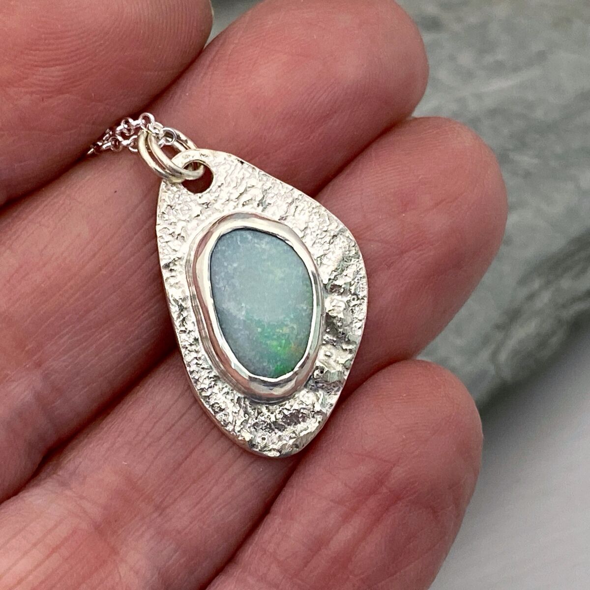 Green blue Australian Opal necklace 3