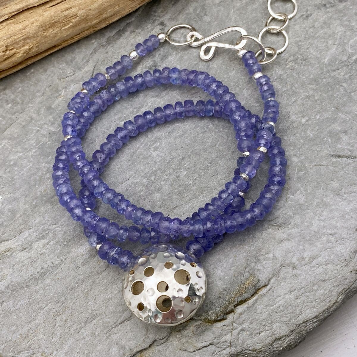 Tanzanite and silver bead necklace Tanzanite and silver bead necklace