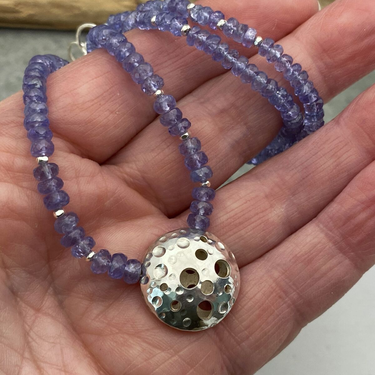 Tanzanite and silver bead necklace 3 Tanzanite and silver bead necklace 3