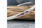 Solid silver and pink sapphire bangle