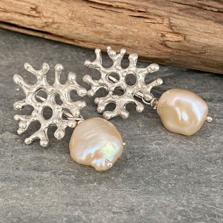 Coral inspired pearl earrings