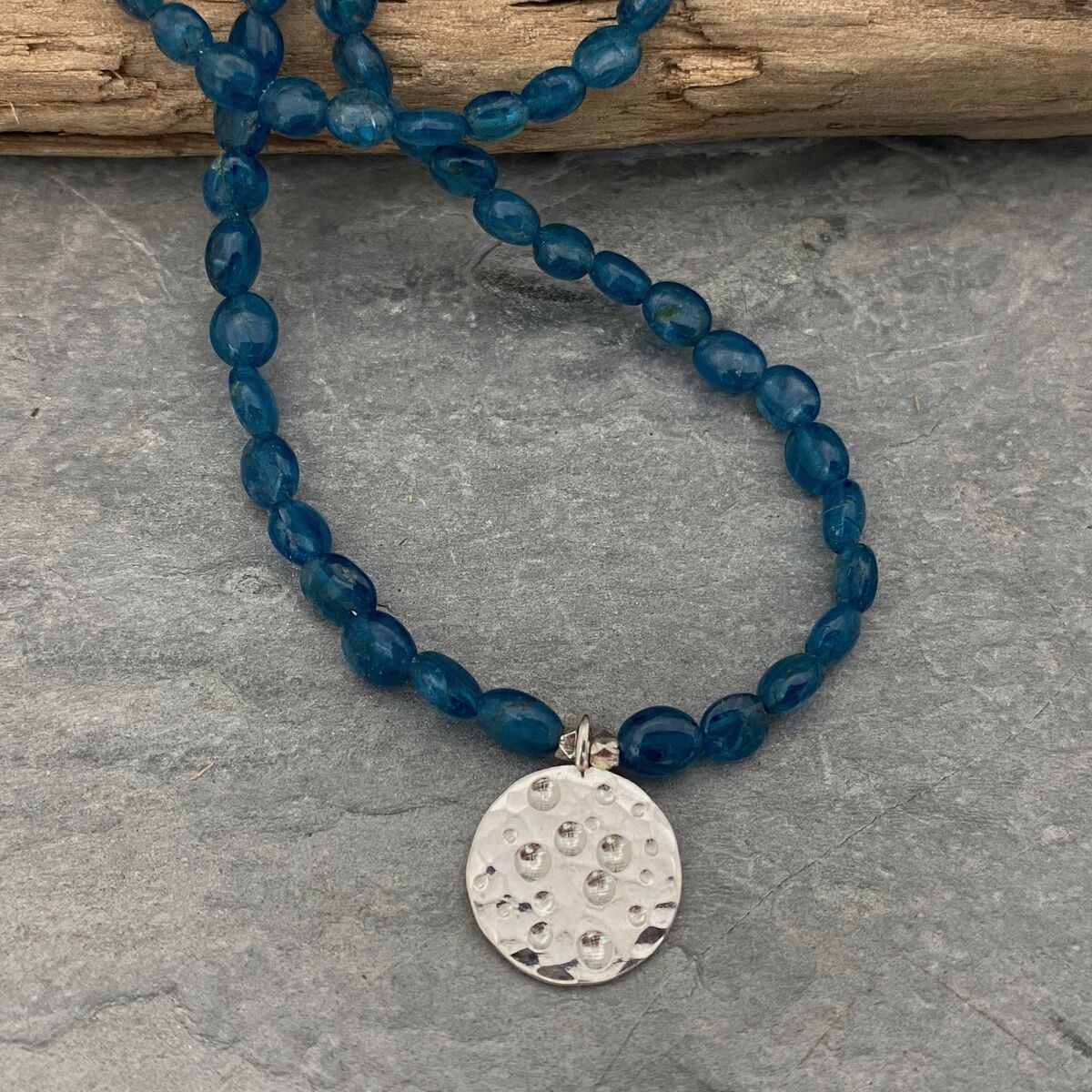 Kyanite bead and silver necklace 2