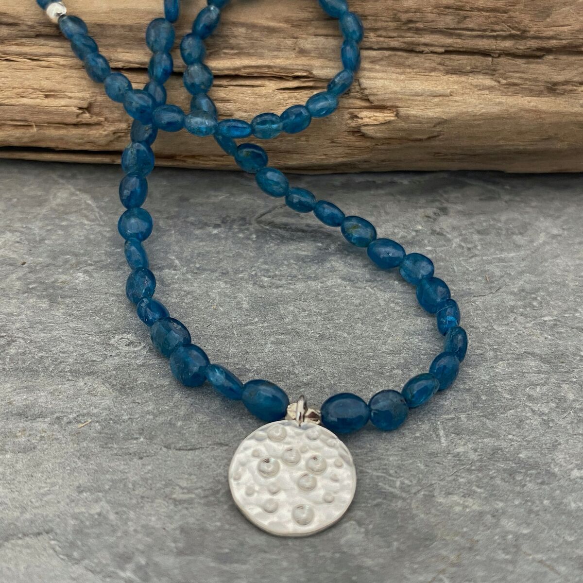 Kyanite bead and silver necklace