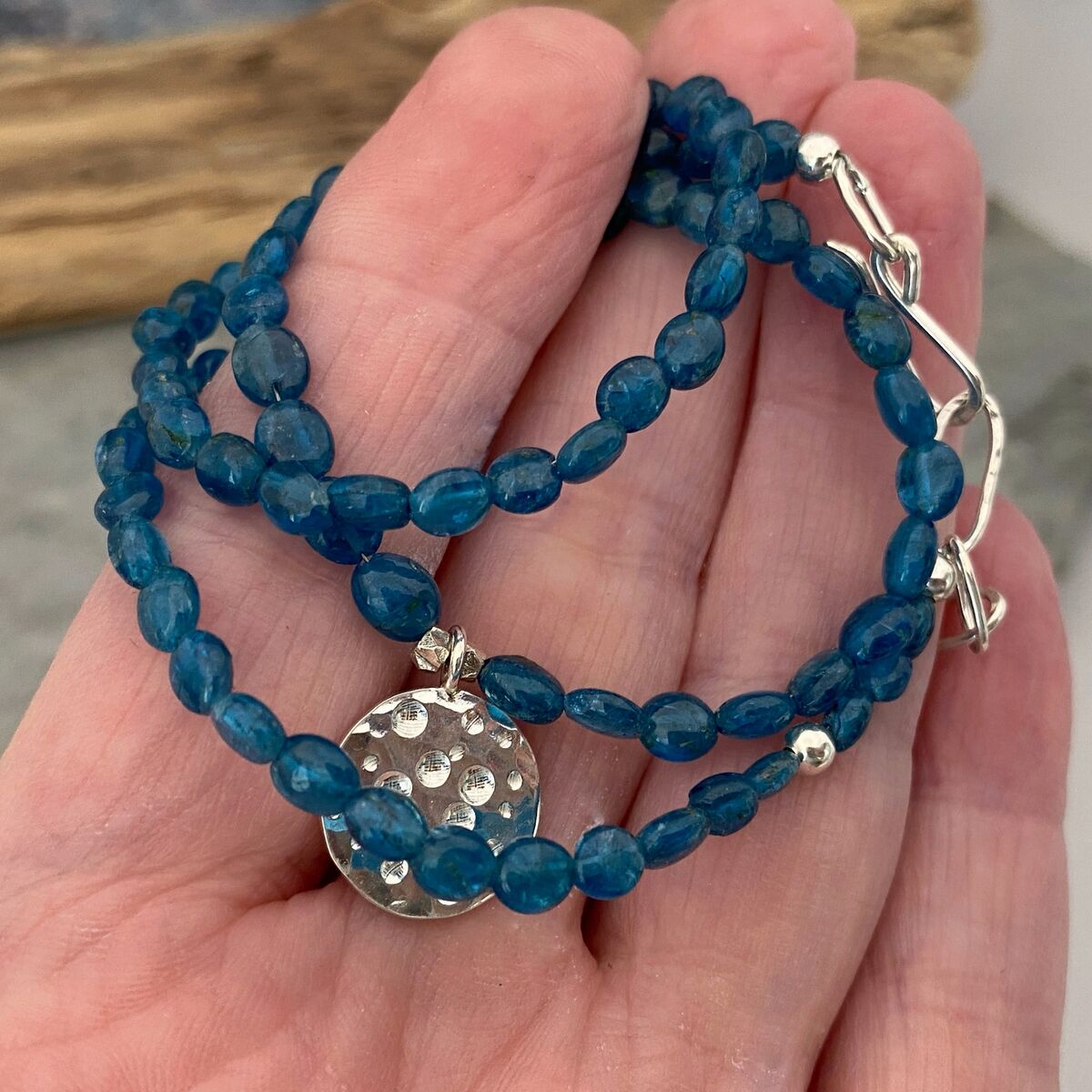Kyanite bead and silver necklace 4