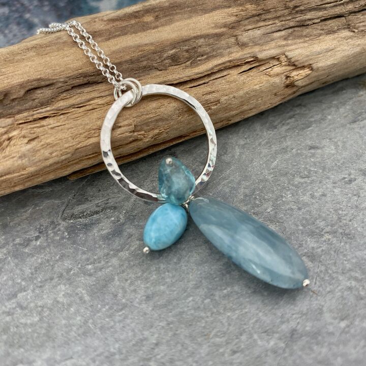 Aquamarine circle pendant 5