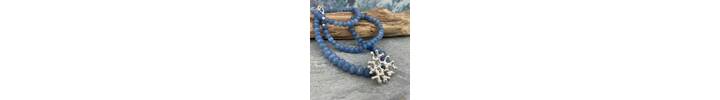 Coral inspired silver and blue necklace