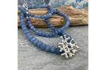Coral inspired silver and blue necklace