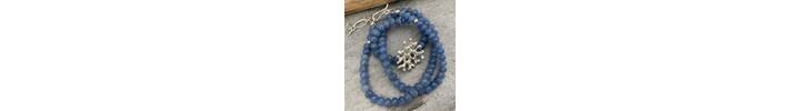 Coral inspired silver and blue necklace 3