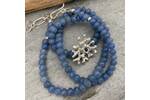 Coral inspired silver and blue necklace 3