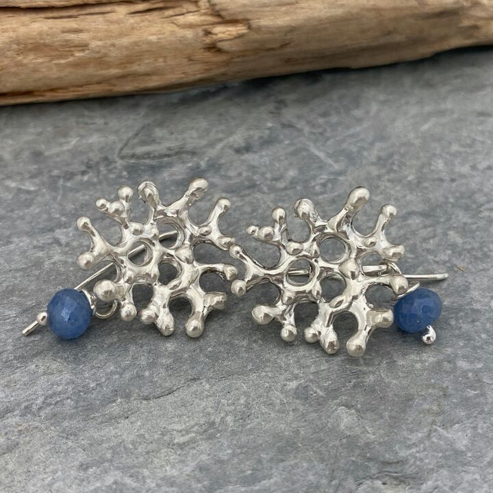 Silver coral inspired earrings 2